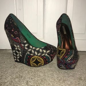 Colorful high heeled wedges